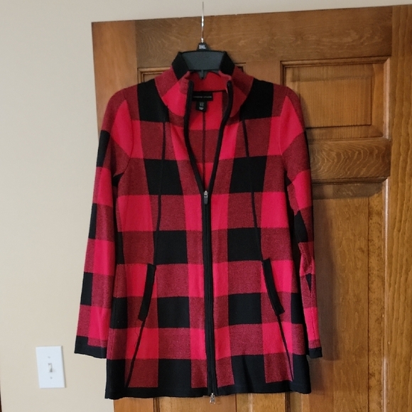 Adrienne Vittadini Sweaters - Adrienne Vittadini Red and Black Plaid Jacket